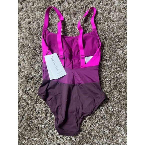 NWT Athleta Color Block One Piece Swimsuit, Size XXS Electric Fuchsia - Picture 3 of 6